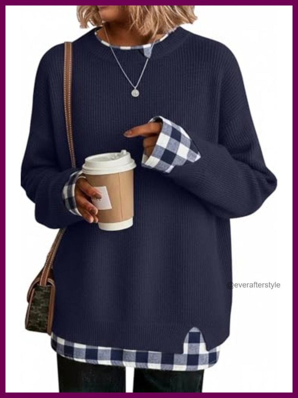 Women's Oversized Knit Long Sleeve Crew Neck Pullover Sweater